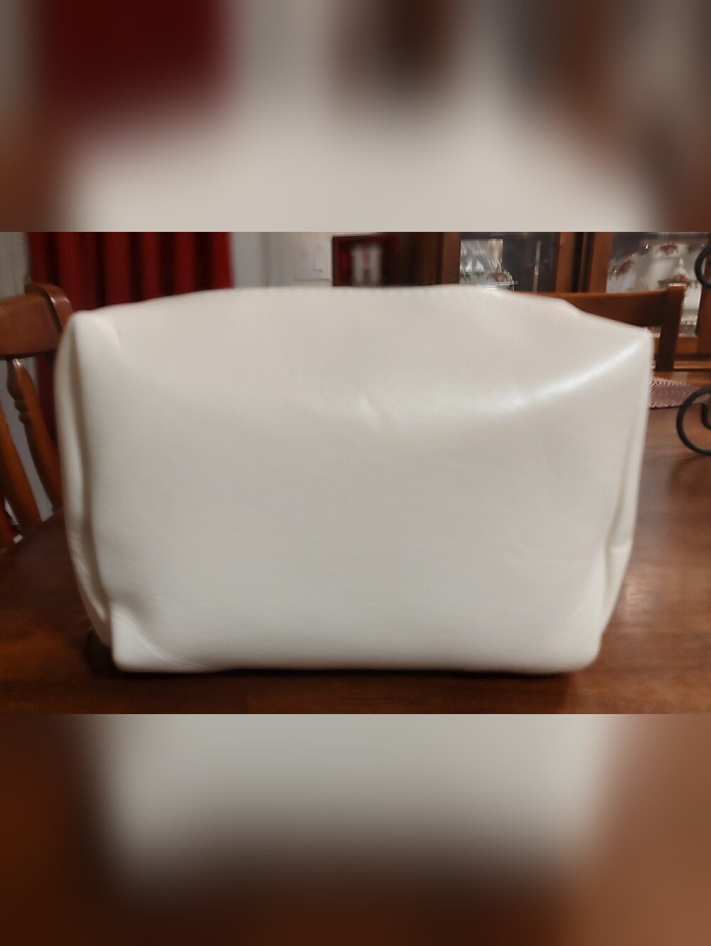 White Faux Leather Cosmetic Bag